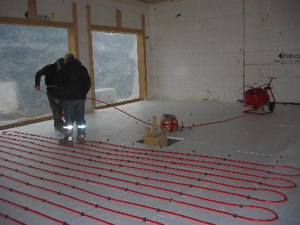 Radiant floor heating system installation
